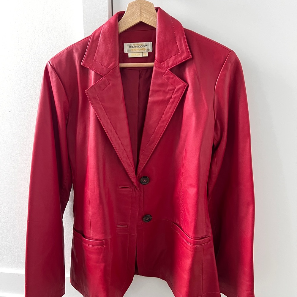 Bloomingdale's 🍓 Red Women's Jacket real leather